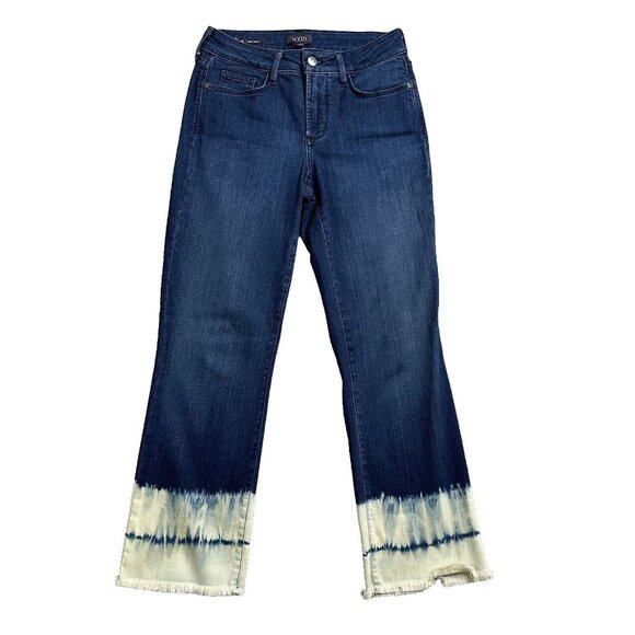 NYDJ Womens Billie Ankle Boot Denim Jeans Lift Tuck Tech Stretch Fray Hem Size 2 - Picture 1 of 10